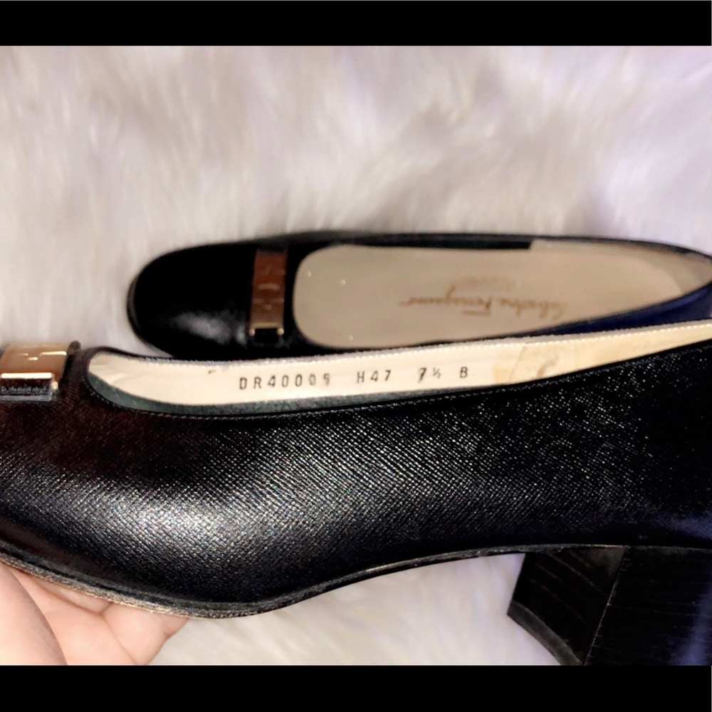 SALVATORE FERRAGAMO Black Leather Heels - Picture 8 of 8